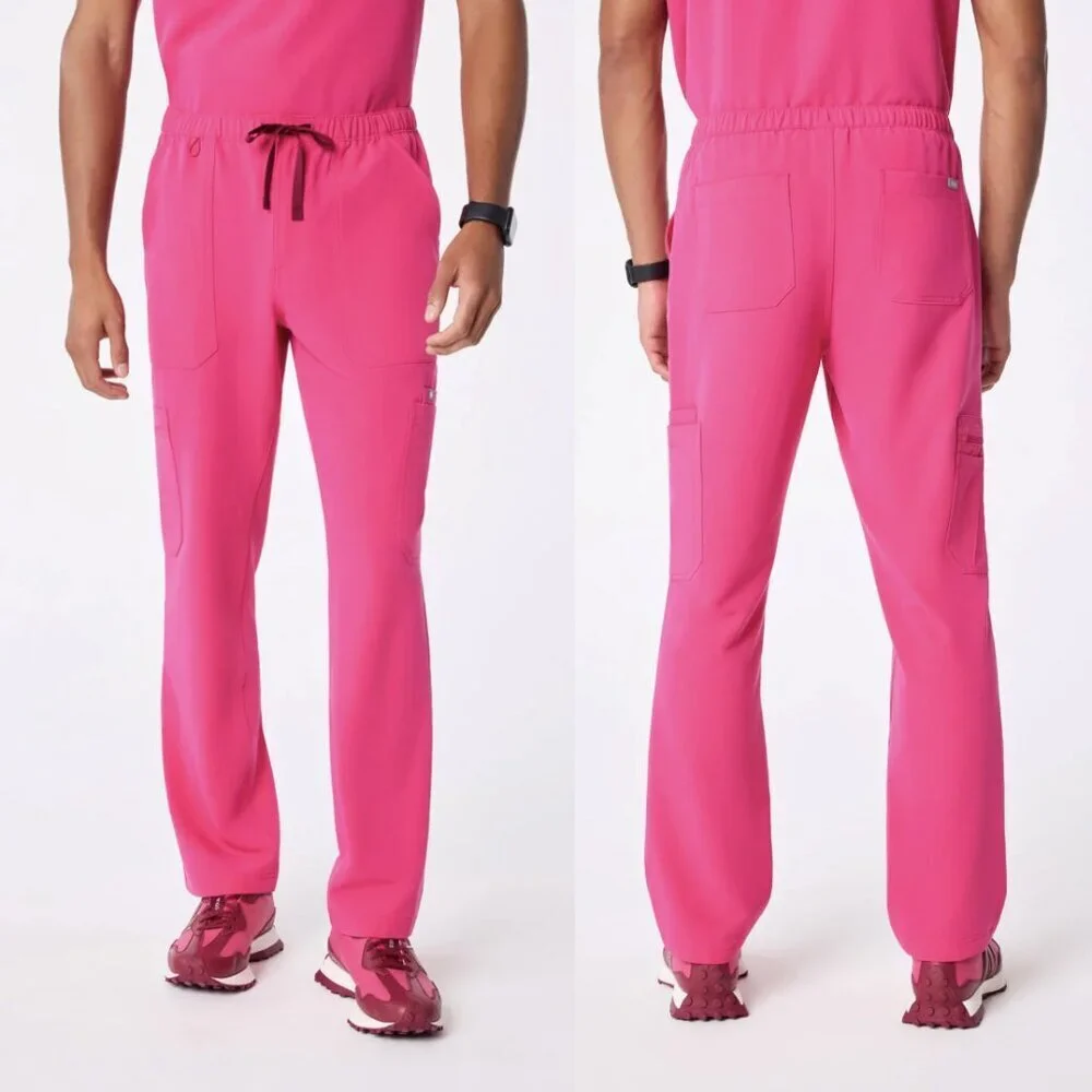 FIGS Men's Cairo Cargo Scrub Pants in Limited Edition F*ing Pink, size XL